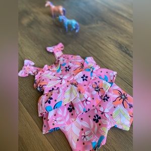 EUC Pink Floral Ruffle Romper